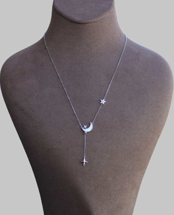 Gümüş Ay Yıldız Y Kolye - Görsel 2
