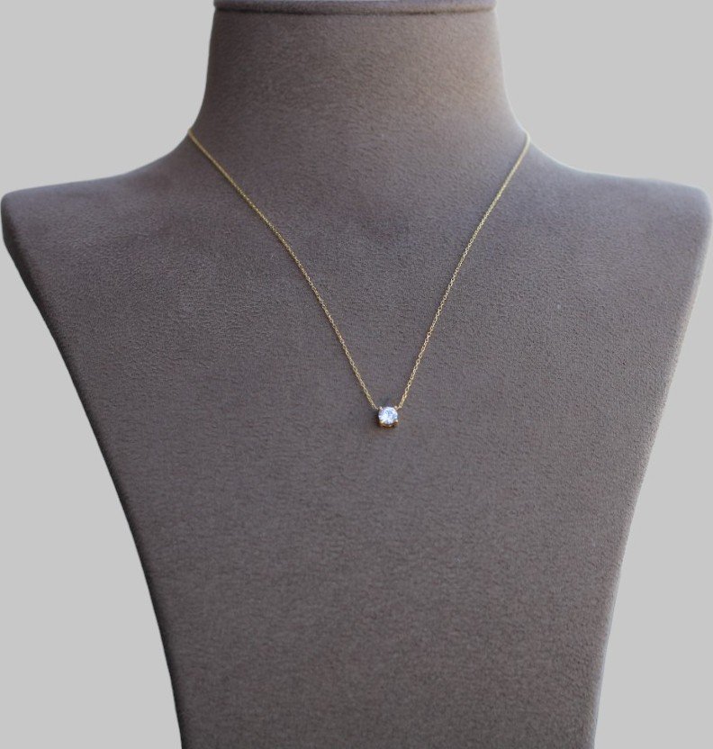 Gümüş Tek Taş Kolye - Görsel 1