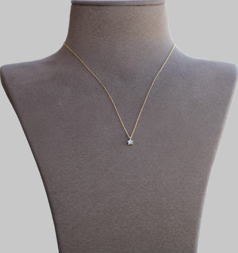 Gümüş Mine Taşlı Yıldız Kolye - Görsel 1