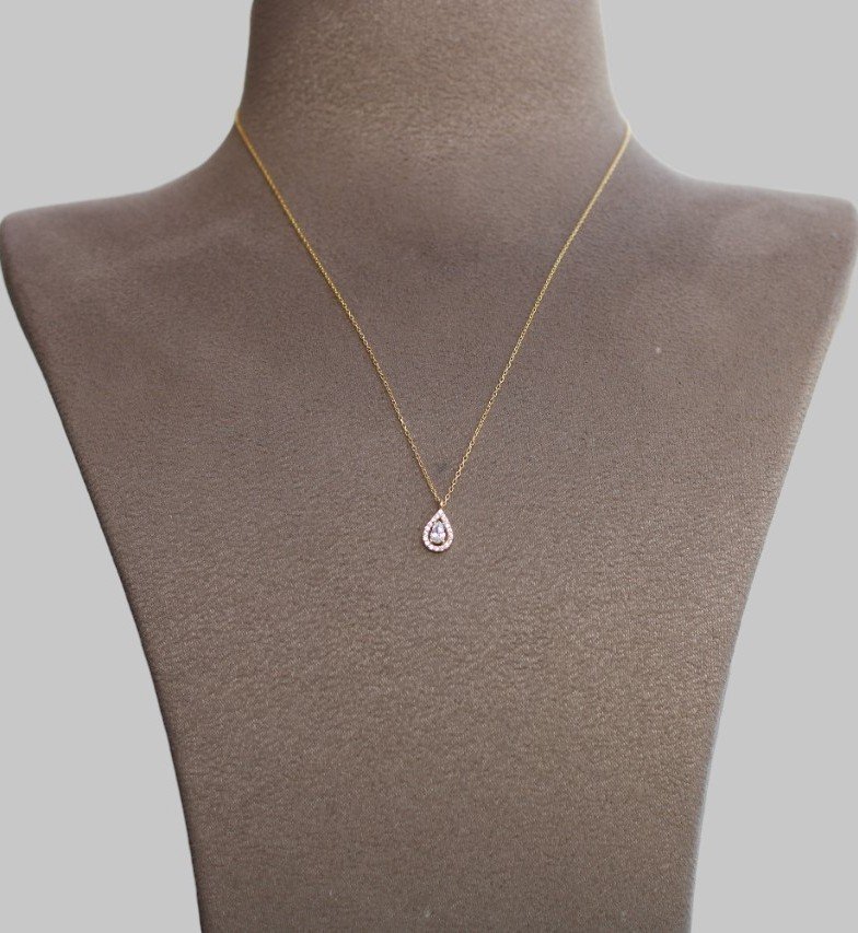 Gümüş Damla Taş Kolye - Görsel 1