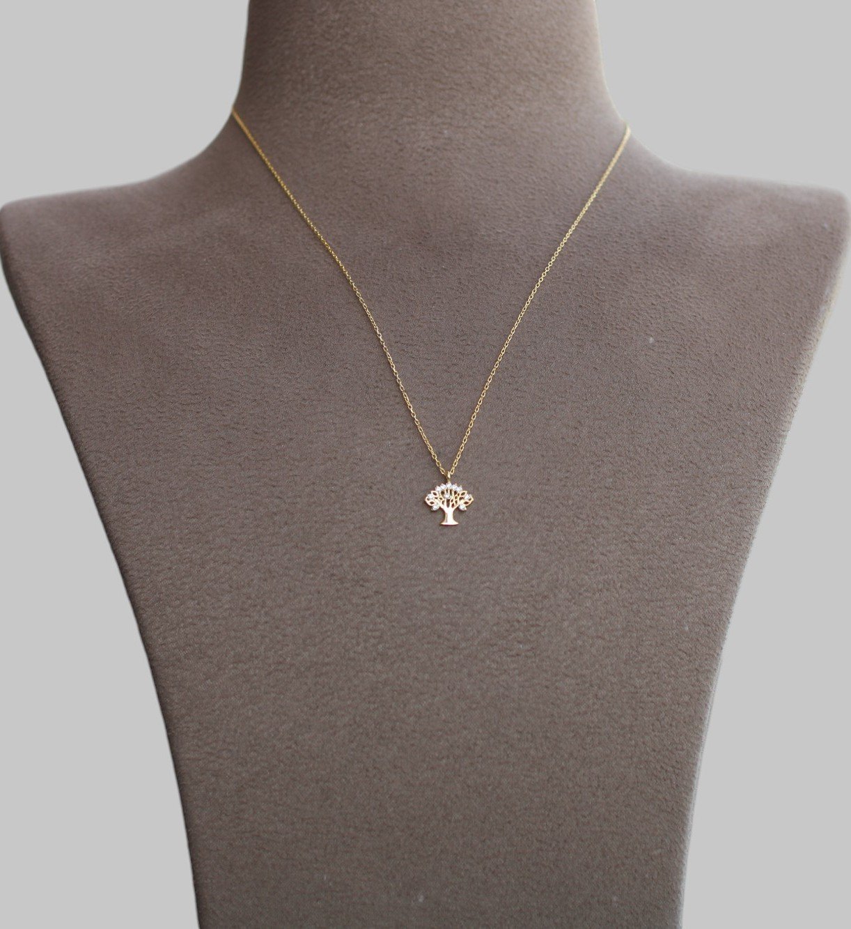 Gümüş Taşlı Hayat Ağacı Kolye - Görsel 1