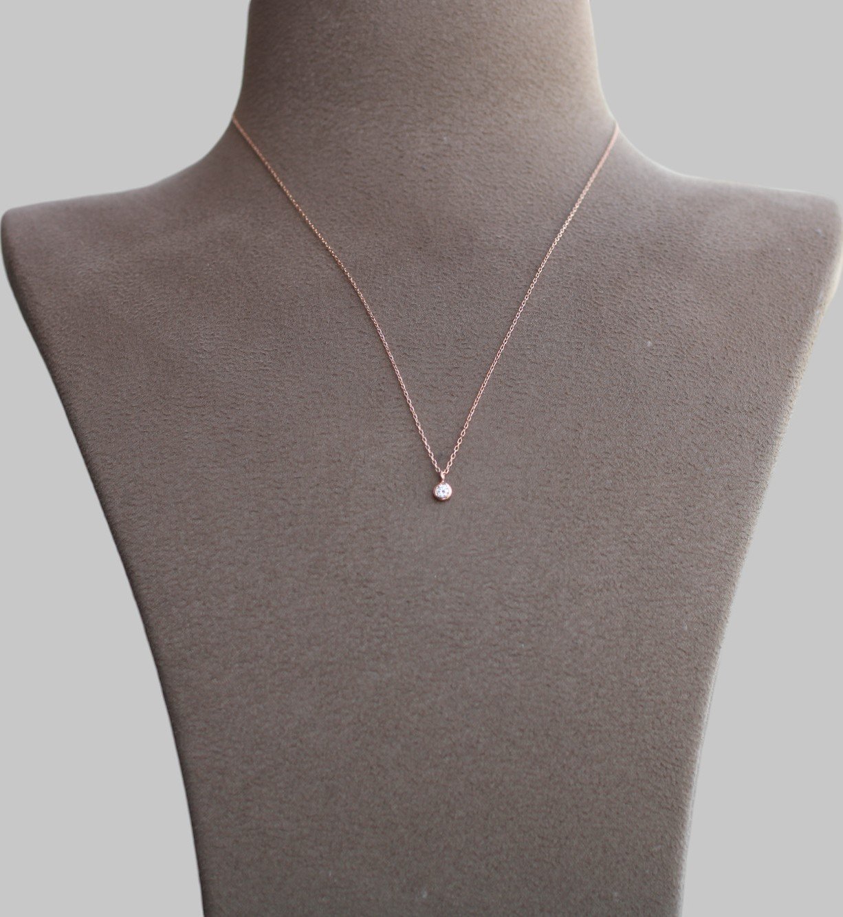 Gümüş Gömme Tek Taş Kolye - Görsel 3