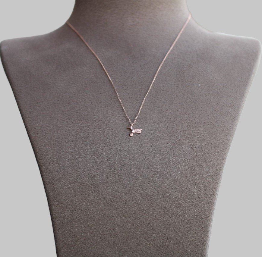 Gümüş Sinek Kuşu Kolye - Görsel 3