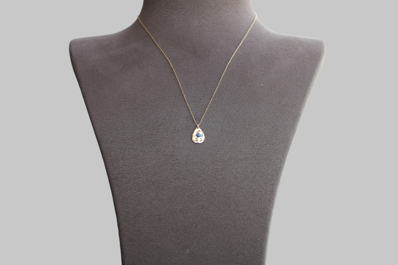 Gümüş Damla Nazar Boncuğu Kolye - Görsel 1