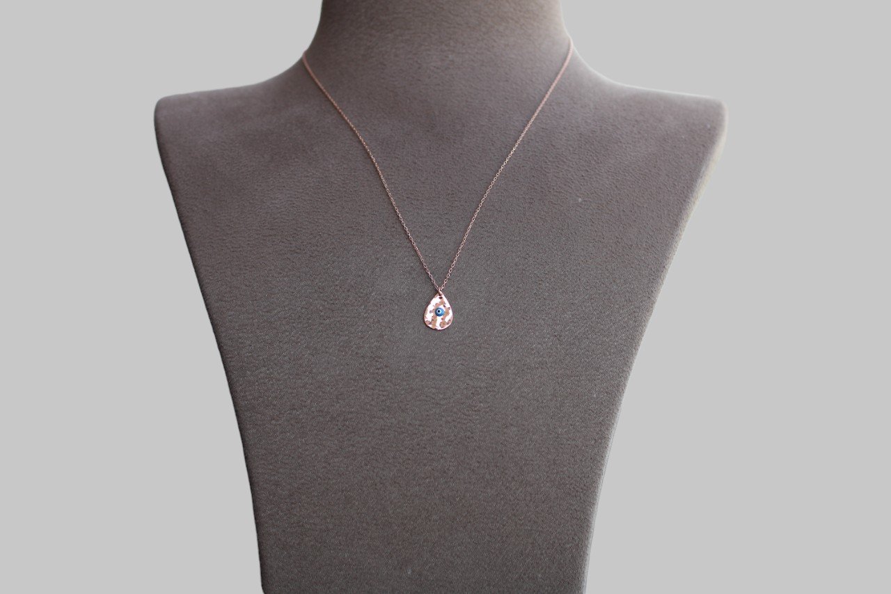 Gümüş Damla Nazar Boncuğu Kolye - Görsel 3