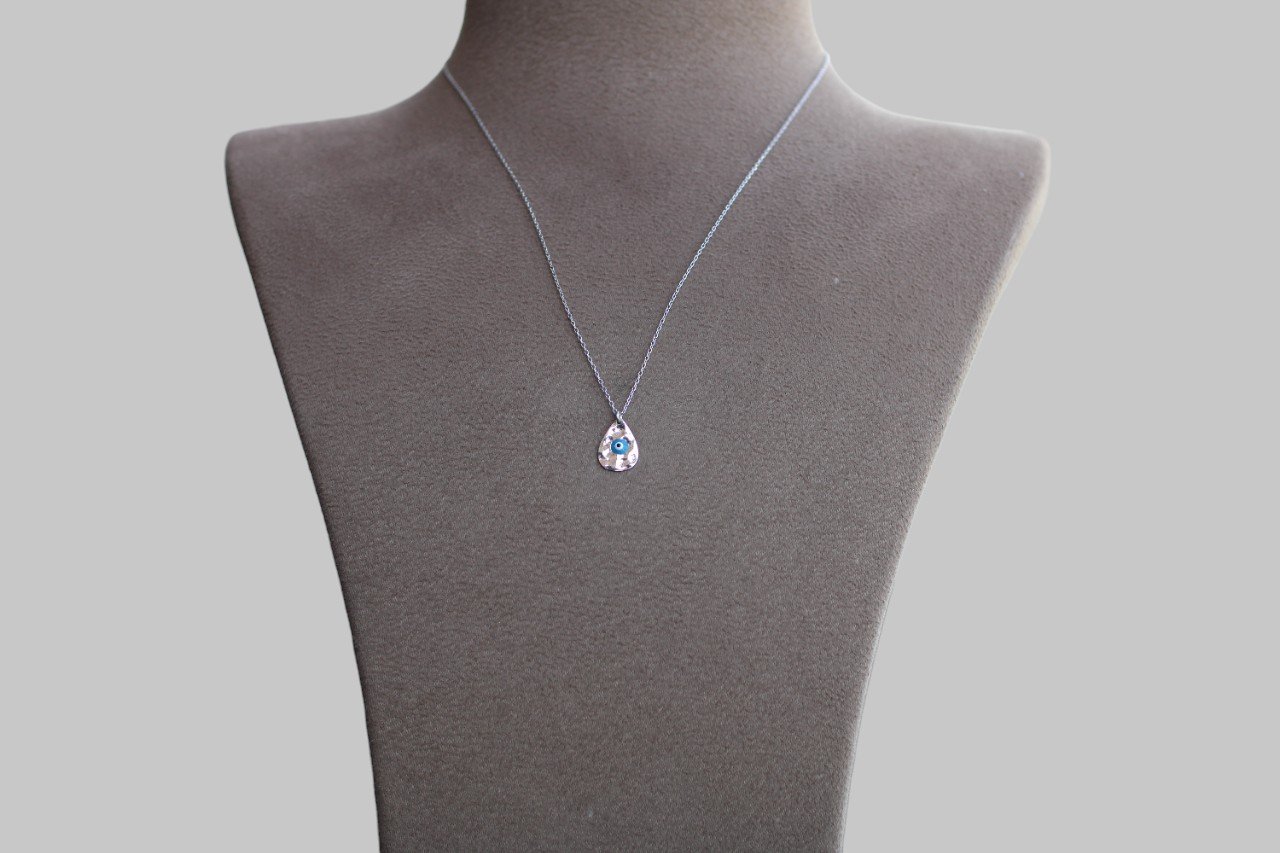 Gümüş Damla Nazar Boncuğu Kolye - Görsel 2